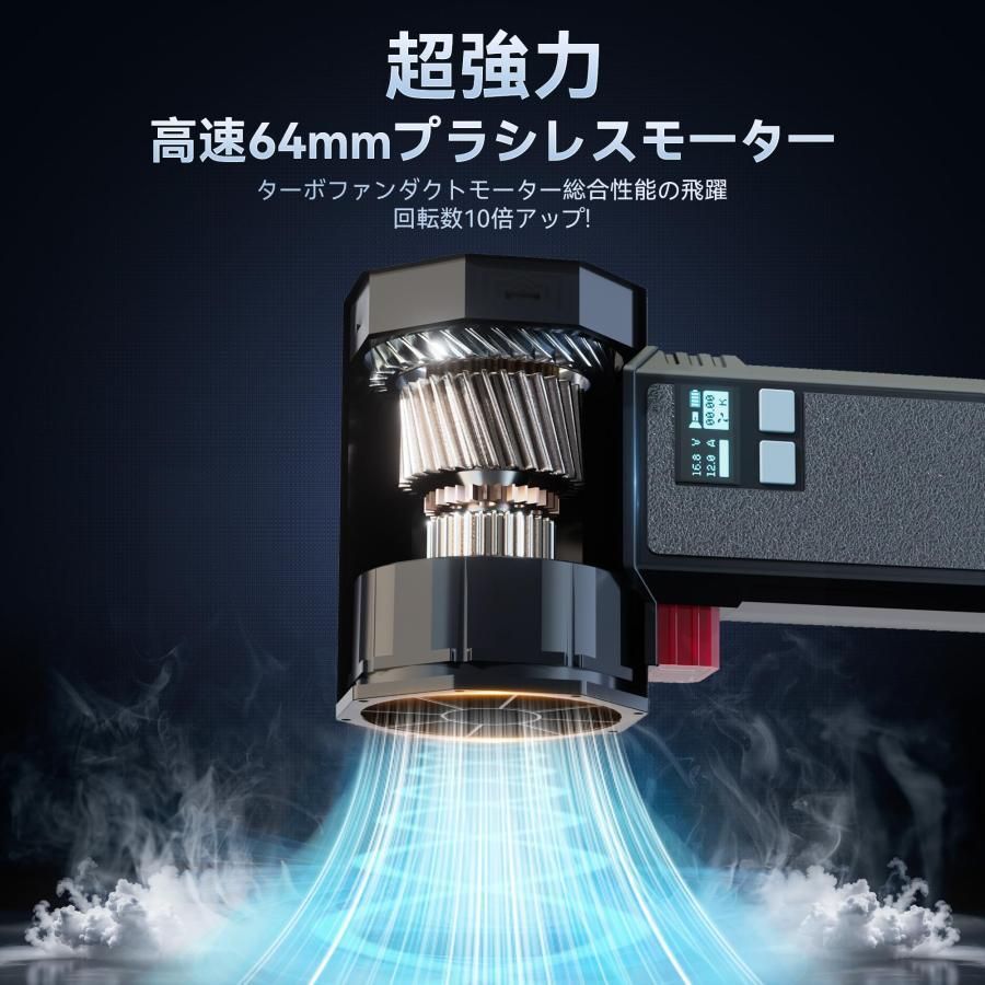 コードレスブロワー 60 m sの圧倒的風速ブロワー洗車ブロワー 瞬間推力3 5 LB 4速 64 mm超電動ブロワー 強力ターボブロワー洗車 キャンプ パソコン掃除