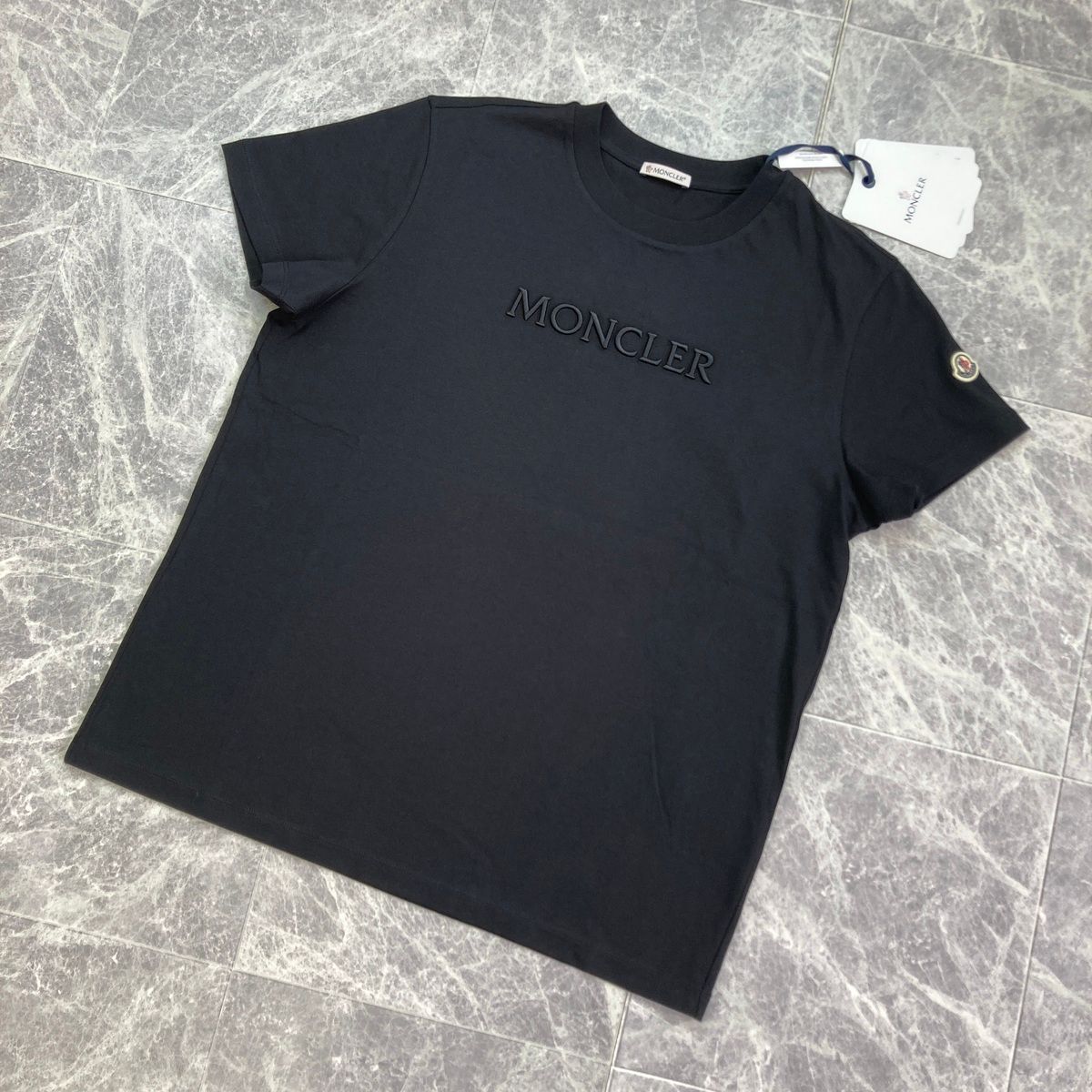 MONCLER モンクレール ロゴ刺繍 Tシャツ 半袖Ｔシャツ 8C000 08 89AUO レディース コットン ブラック 【中古】 MONCLER モンクレール ロゴ刺繍 半袖Tシャツ 8C000 08 89AUO