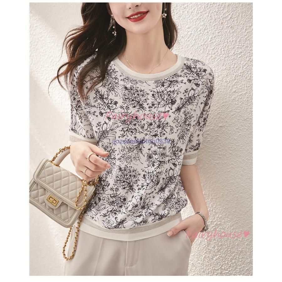 Tシャツ レディース 40代 夏 オシャレTブラウス ボーダープリントTシャツ 半袖トップス レションTブラウス 大人 通勤 ゆったりTシャツ カジュアル韓国風 30代 Tシャツ レディース 40代 春夏新作 オシャレブラウス ボーダー柄
