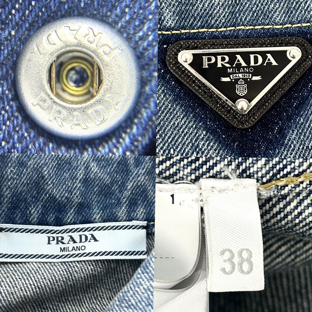 PRADAデニムジャケット　トライアングルロゴ38サイズお探しの方はぜひ PRADA直営店より デニムシャツ トライアングルロゴ 半袖 (PRADA
