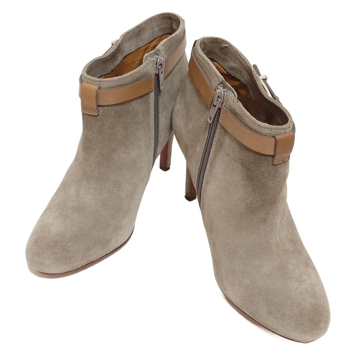 COACH コーチ ブーティ 37 レディース - グレーベージュ×ブラウン レザー