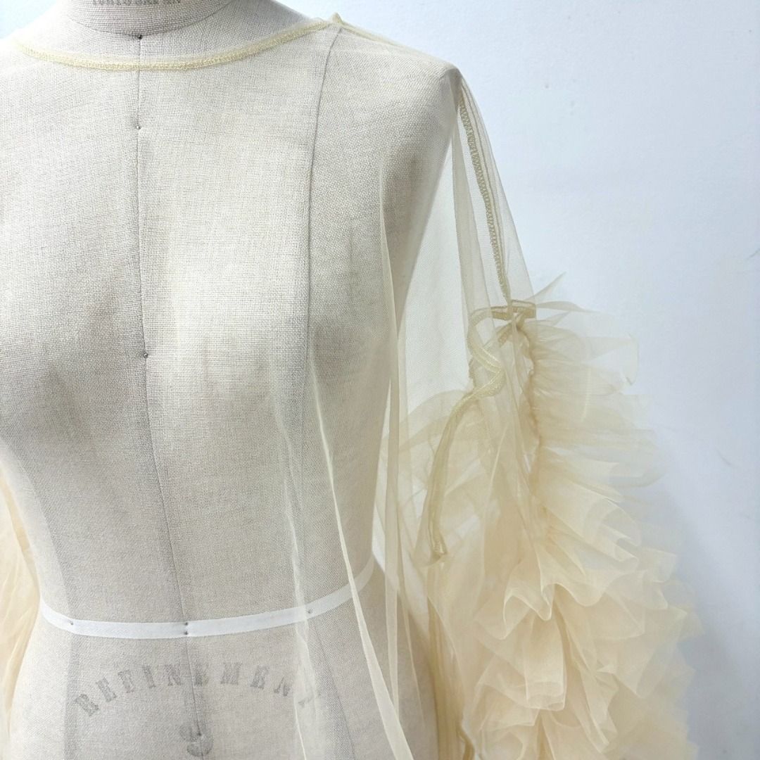 新品 MIMI MEMETE デコフリルスリーブ チュールブラウス アイボリー