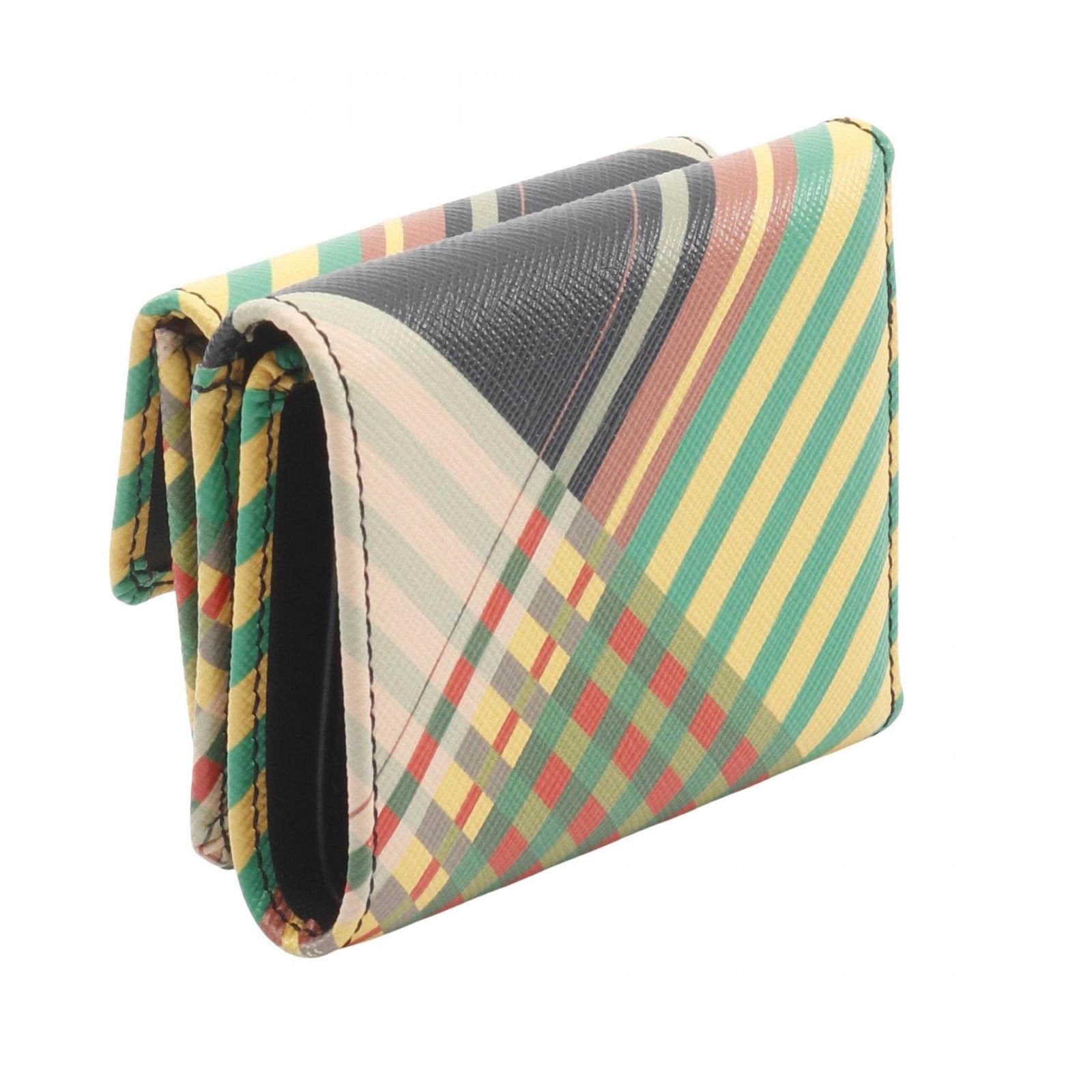 ヴィヴィアンウエストウッド Vivienne Westwood 三つ折り財布 SAFF PRINT SMALL FLAP PURSE オーブ コンバットタータン レザー ウォレット レディース Used A