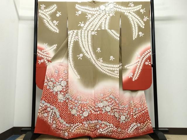 平和屋着物●越後十日町の一流染匠 桐屋 翠山工房 振袖 絞り 辻が花 暈し染め 正絹 CAAY2924vf