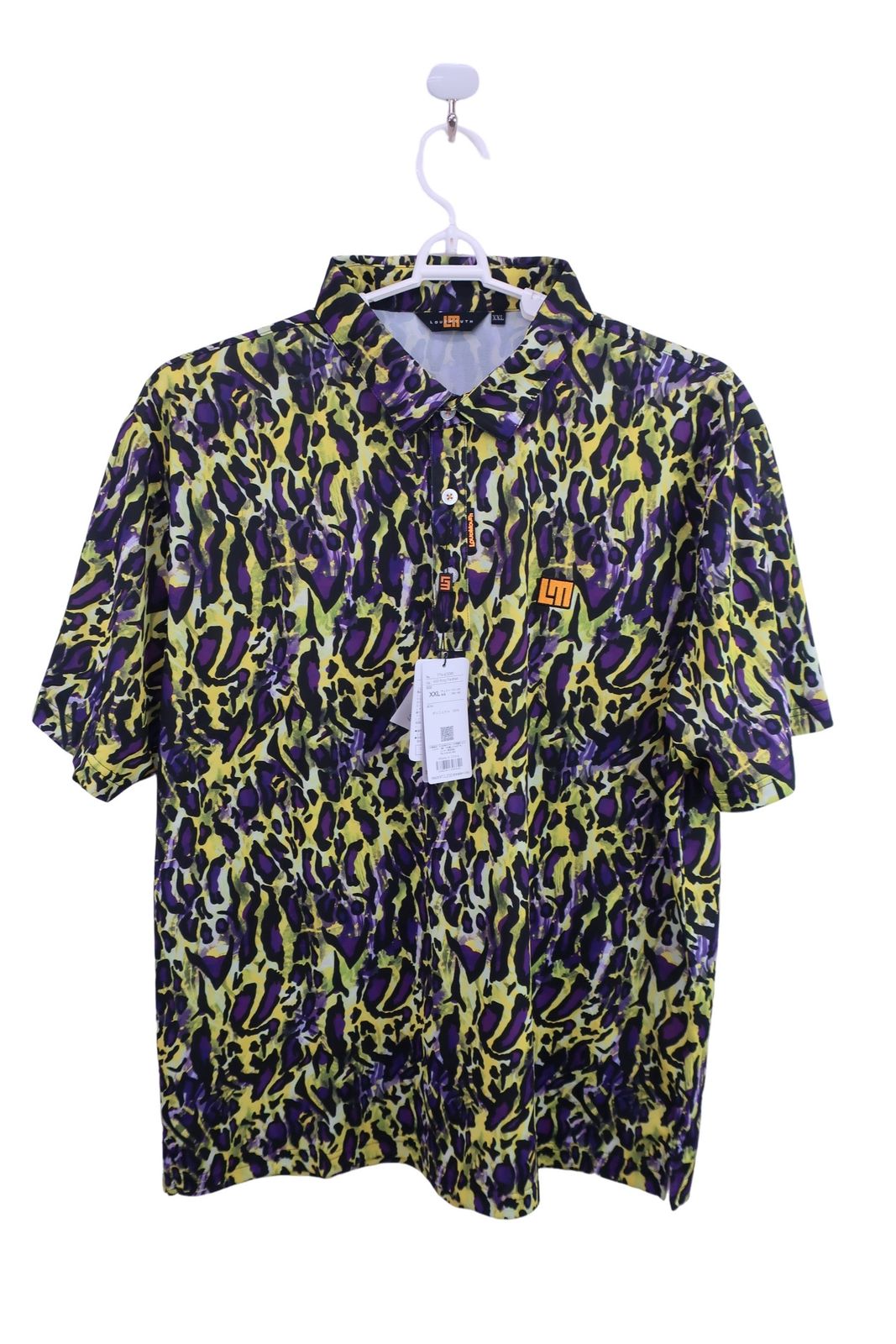 LOUDMOUTH ラウドマウス ポロシャツ 紫黄色系総柄 メンズ XXL ゴルフ用品 2503-0289