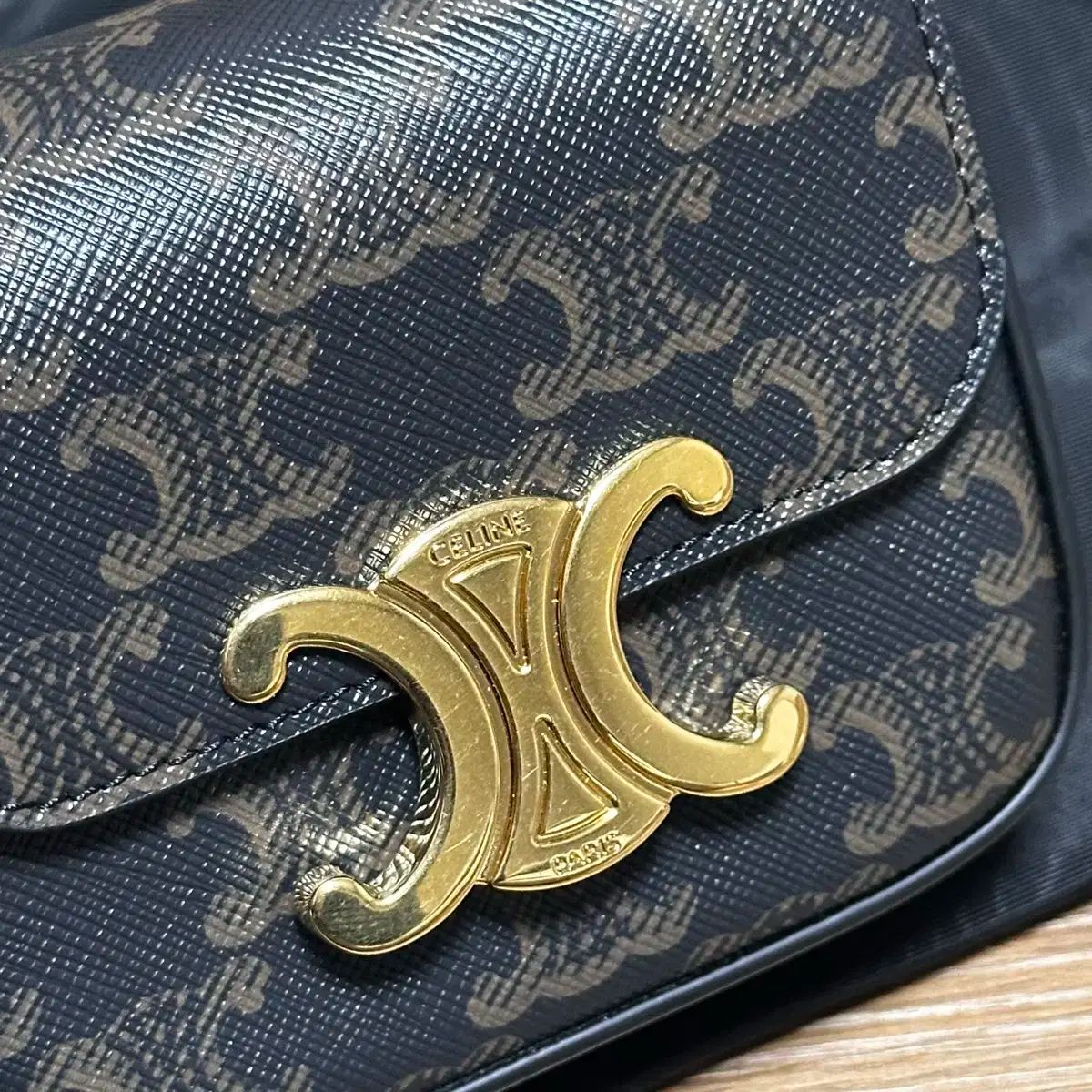 未使用 オールドCELINE ゴールド金具 マカダム ミニボストンバッグ