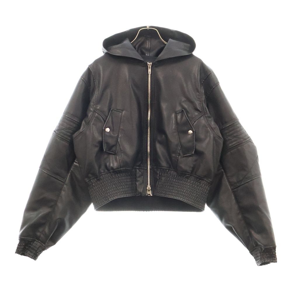 FILTH フィルス HOODED LEATHER BOMBER JACKET FL-FW24-BL01-BLK フェイクレザーボンバージャケット フーディ ブラック