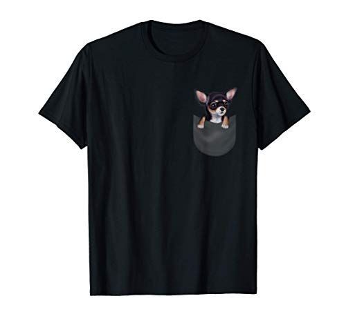 黒毛 チワワ いぬ 犬 ポケット Tシャツ