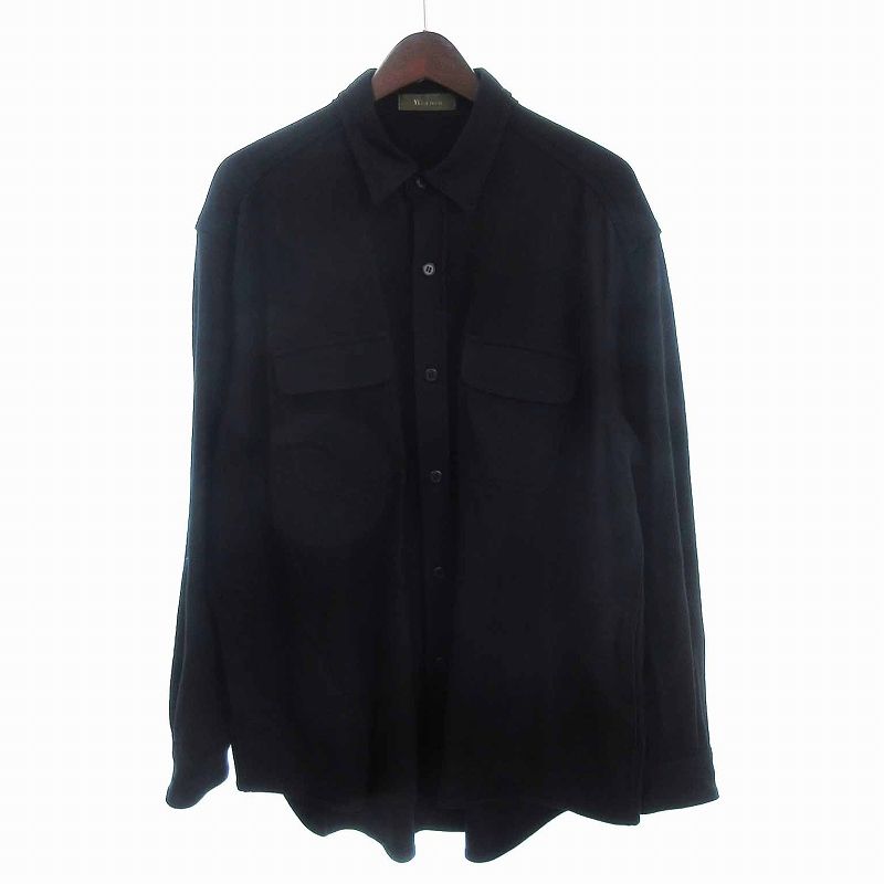 ワイズフォーメン Y's for men シャツ 長袖 無地 ウール 黒 ブラック 