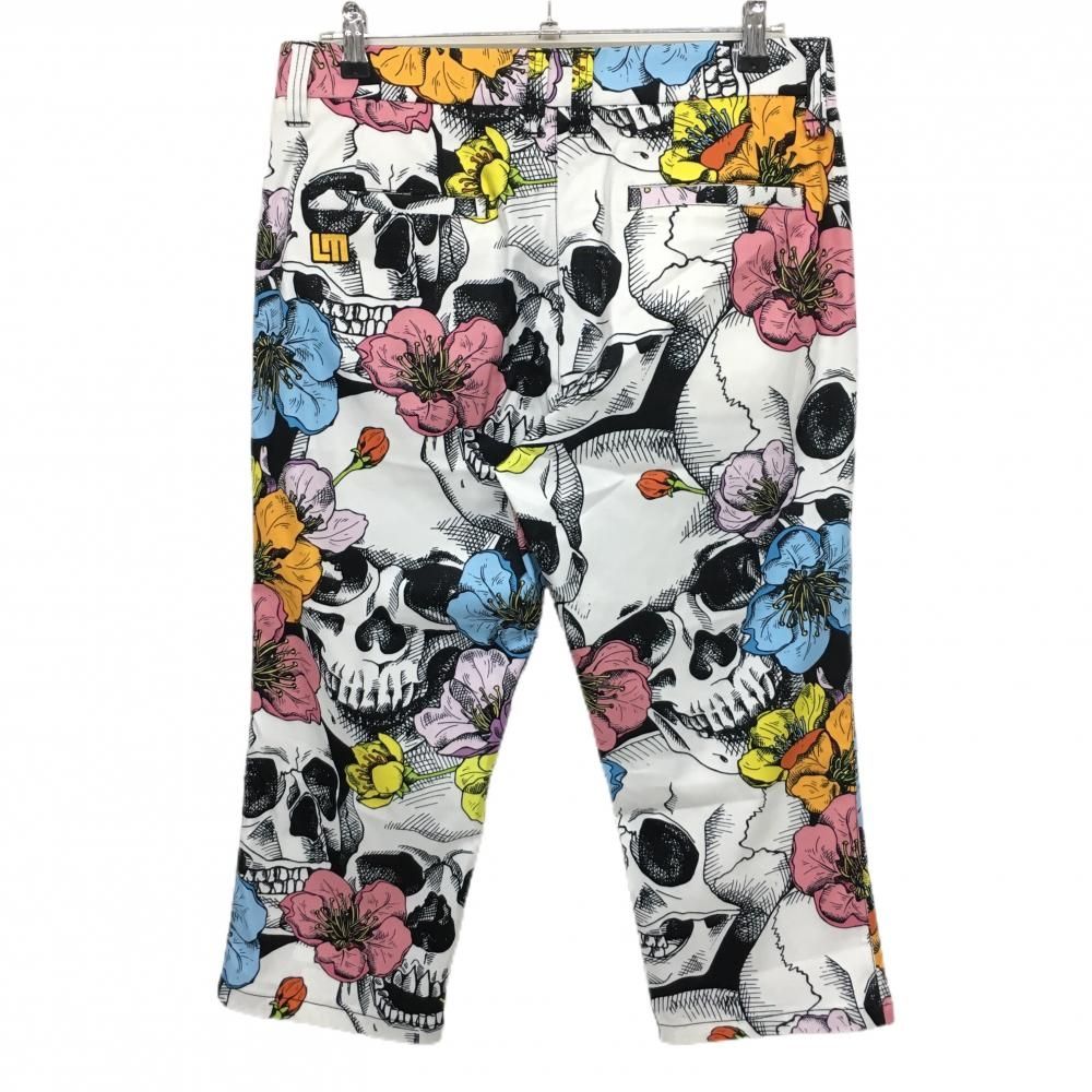 美品 LOUD MOUTH ラウドマウス　スカル総柄　パンツ 美品】ラウドマウス パンツ 白×マルチカラー 総柄 スカルフラワーズ