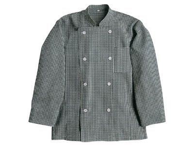 コックコート ギンガムチェック 黒 S コック服 コック ユニフォーム フードユニフォーム ギンガムチェックコックコート ツイル 耐久 本格 オシャレ かわいい