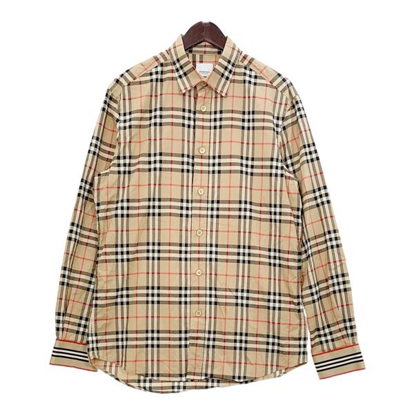 BURBERRY バーバリー 20AW チェックシャツ 長袖シャツ 8027778 ノバチェック メンズ Mサイズ ブラウン系 トップス DM16848