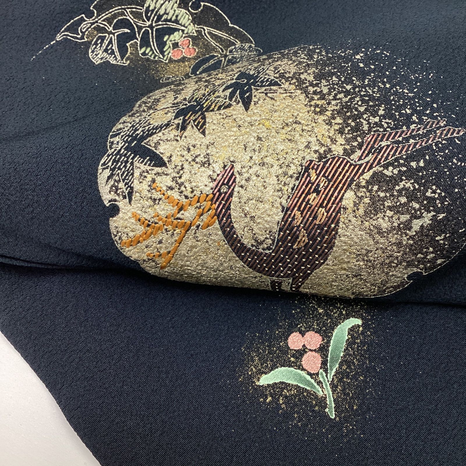 中古品、袷着物、付け下げ、刺繍、正絹、リメイク素材R780