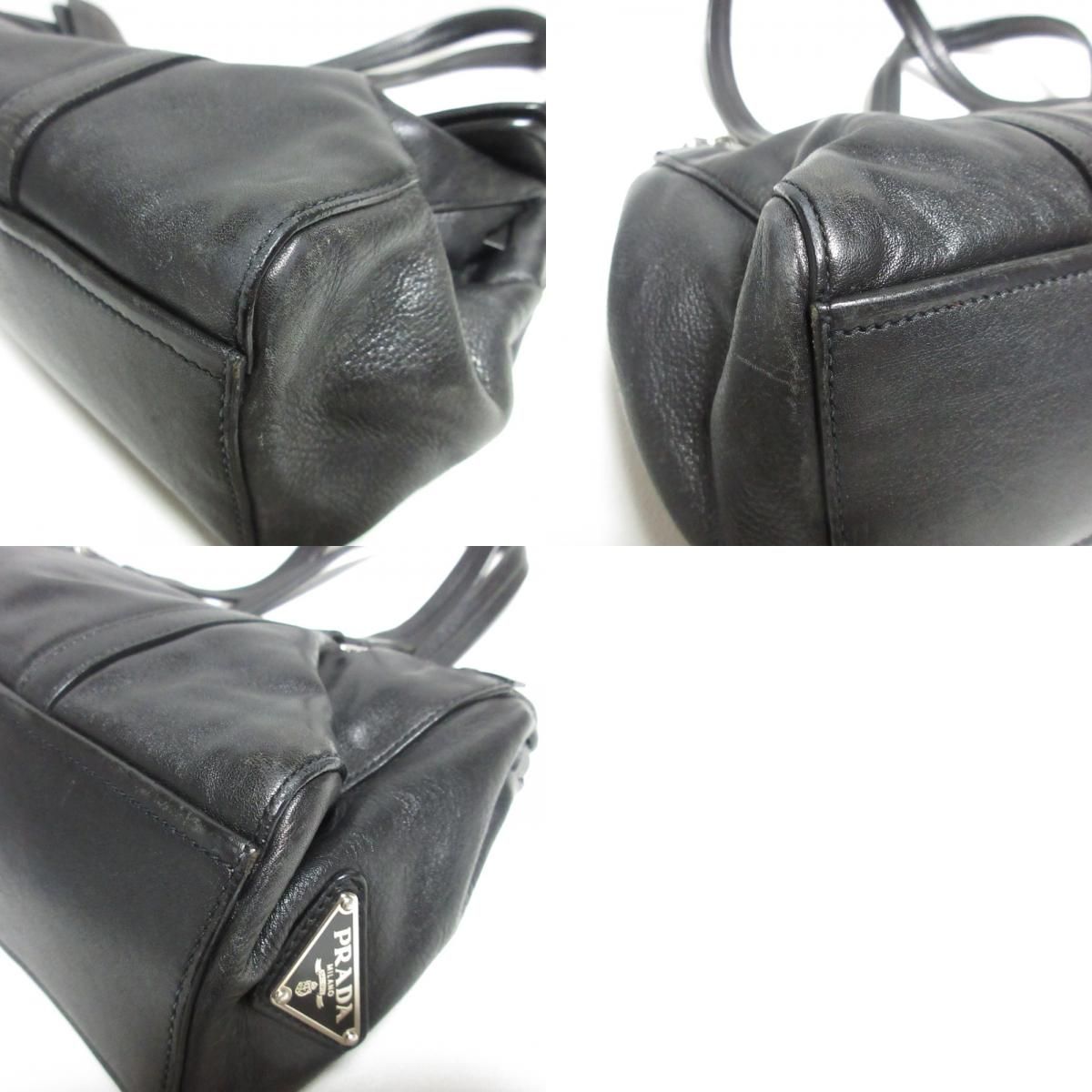 美品 PRADA プラダ レザー トライアングルロゴプレート ワンショルダー 
