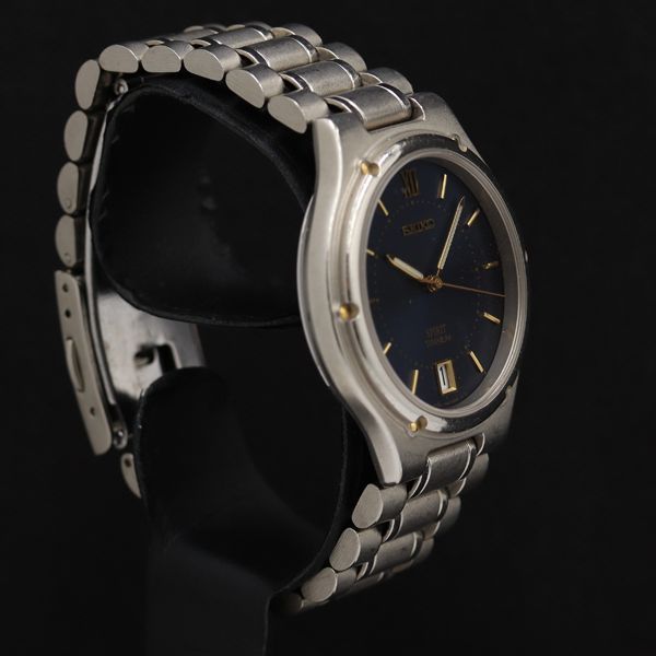 セイコー スピリット 7N47-8000 デイト QZ ネイビー文字盤 レディース