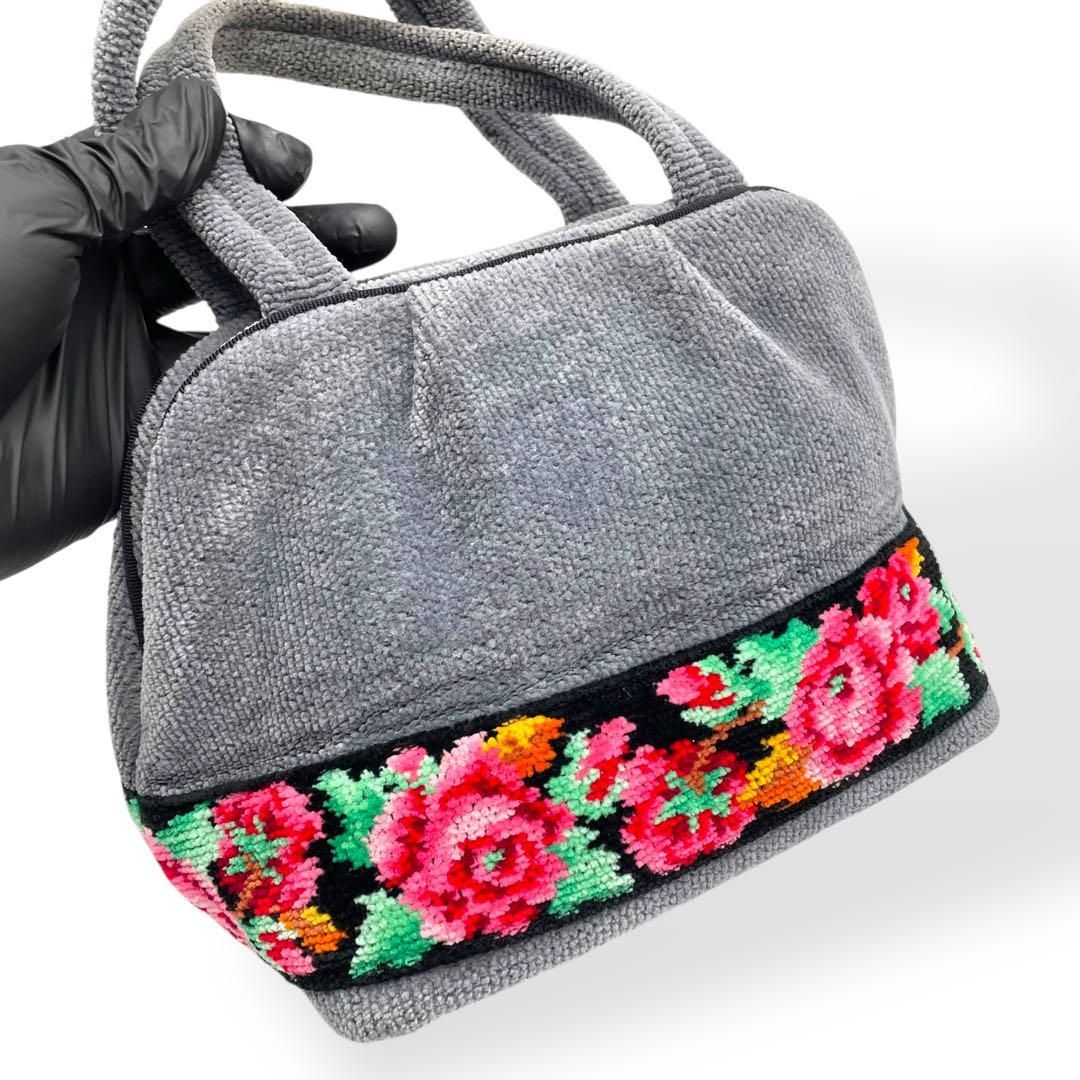 【美品】FEILER フェイラー ハンドバッグ　グレー花柄 美品 FEILER フェイラー ハンドバッグ ミニ 花柄 グレー - メルカリ