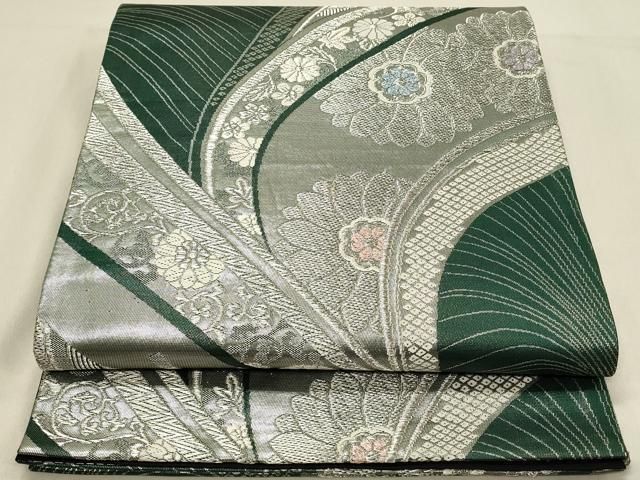 平和屋着物▽お召 単衣 麻の葉文様 正絹 逸品 AAAZ9147fy