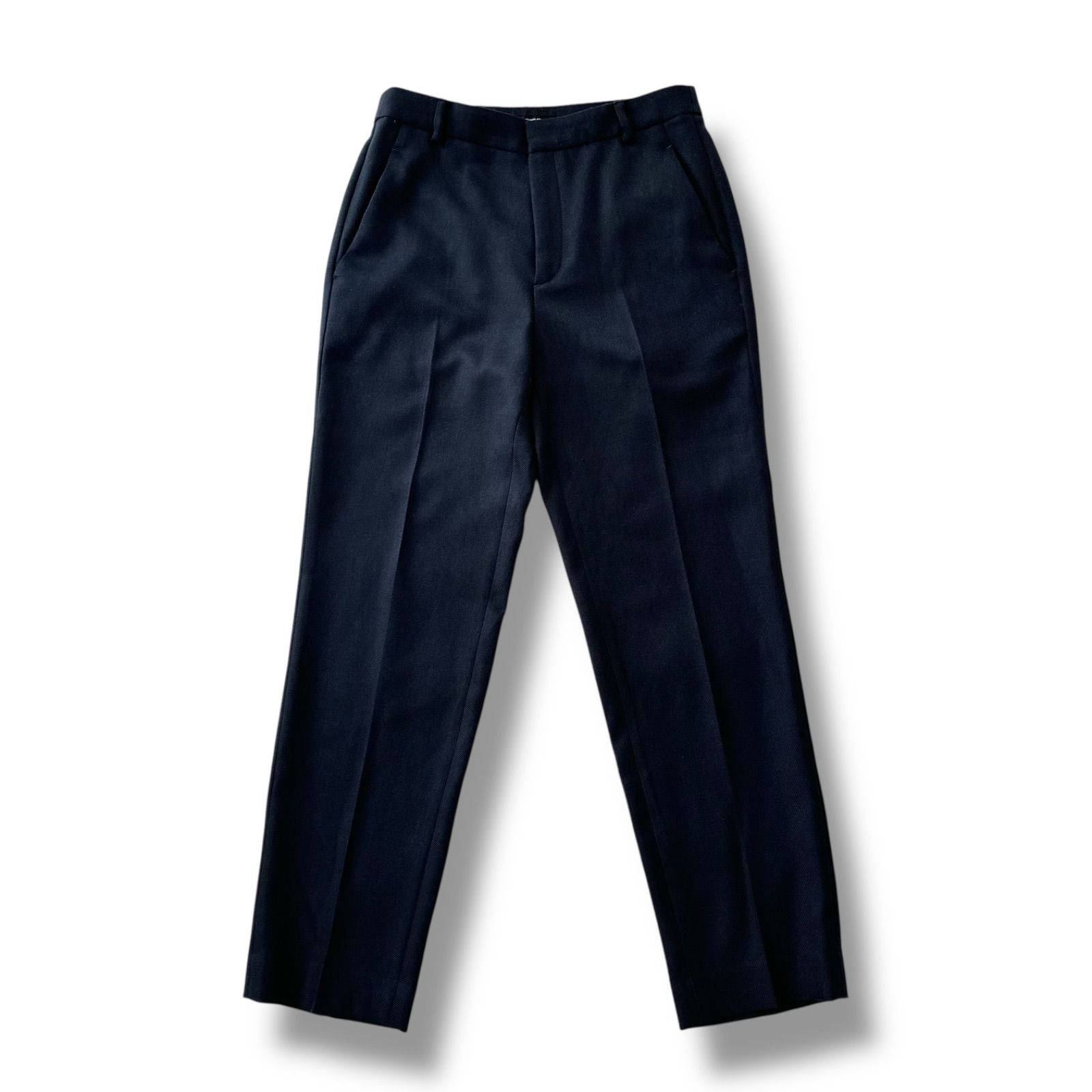 多機能 23区 洗える ウールライクカルゼ ノー ジャケット＆テーパードパンツ セットアップ ネイビー 36