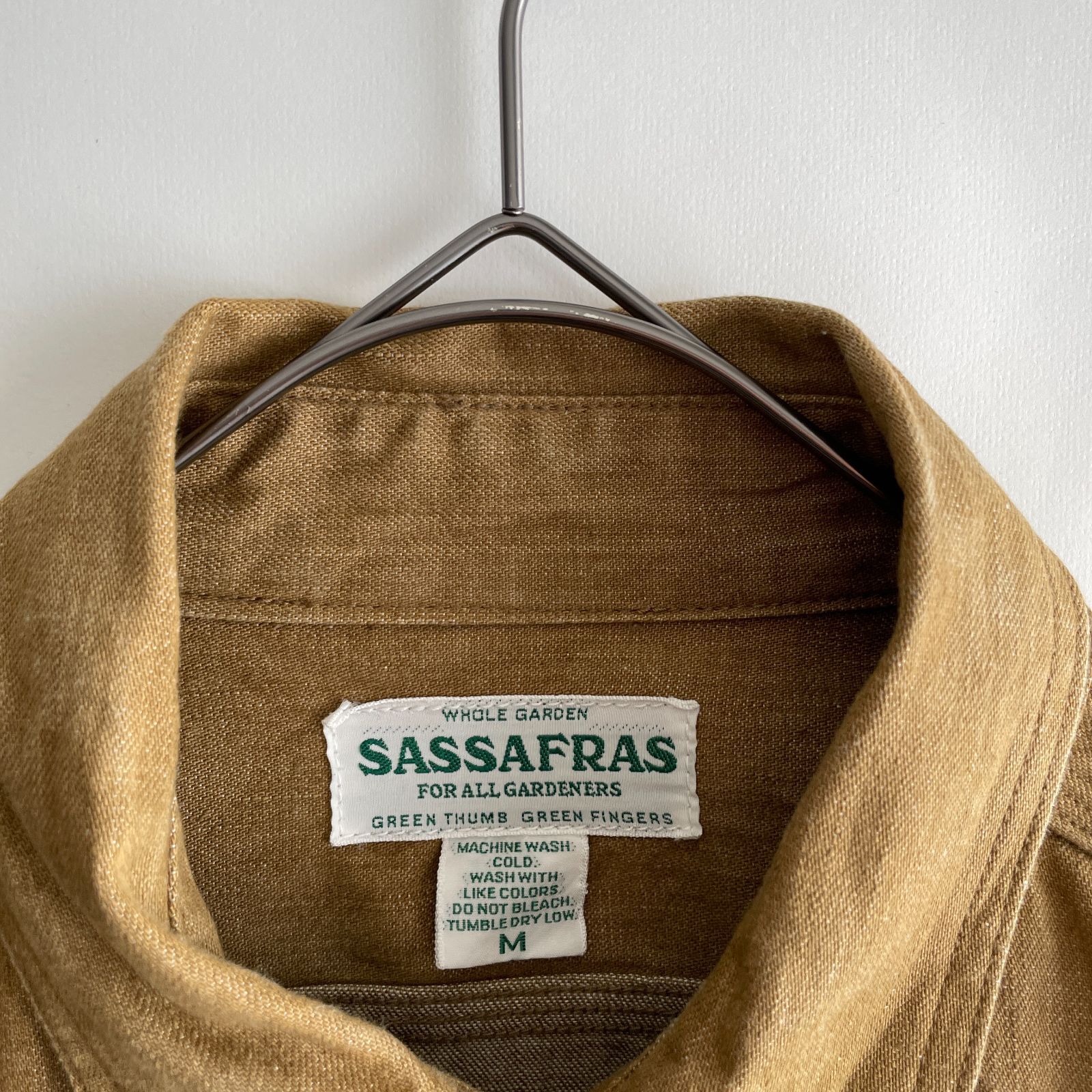 SASSAFRAS -GARDENER SHIRT- size/M (q) ササフラス ガーデナー シャツジャケット カバーオール ワーク アウター コットン キャメル