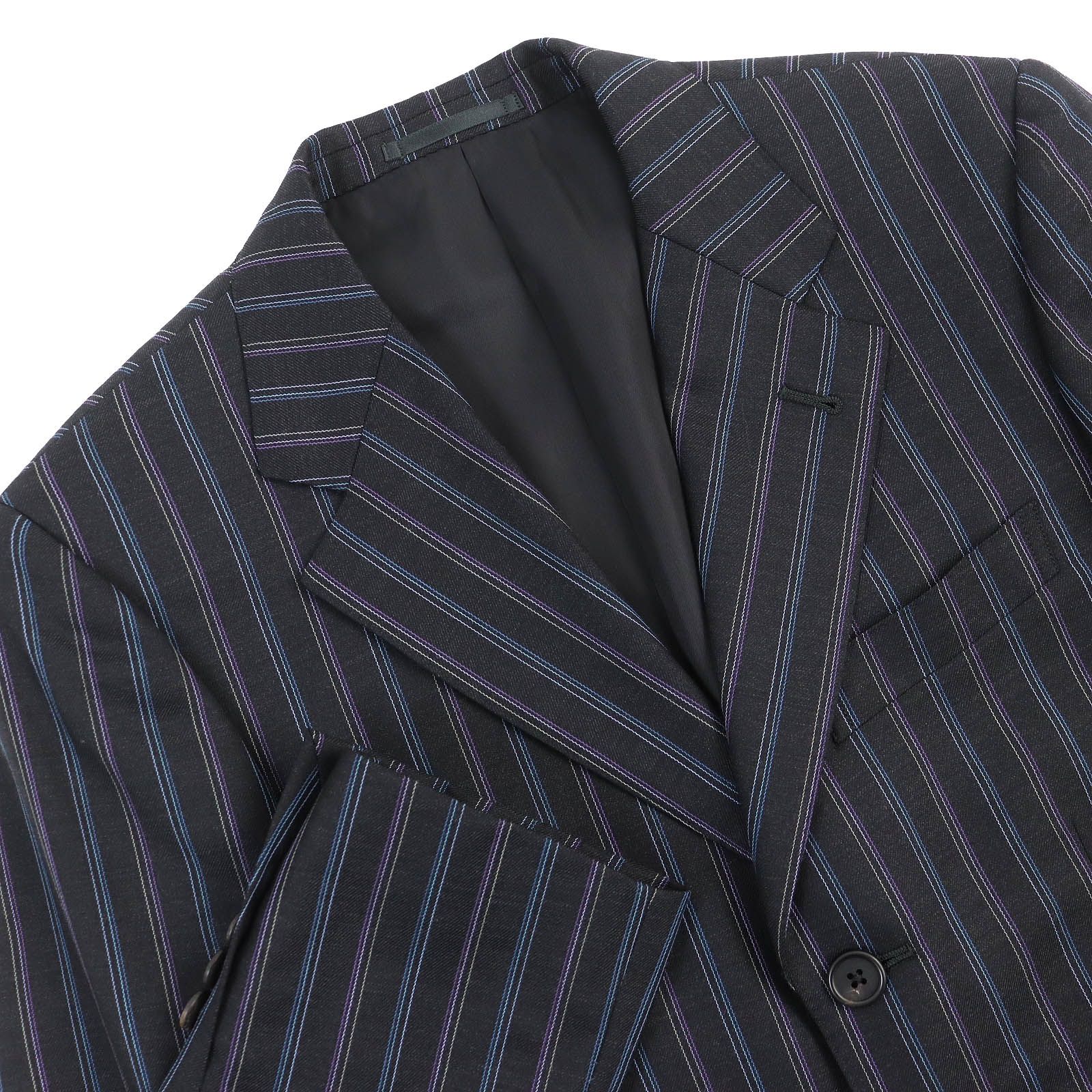 専用ポールスミスブラック スーツ セットアップ マルチストライプ ウール 専用ポールスミスブラック スーツ セットアップ マルチストライプ