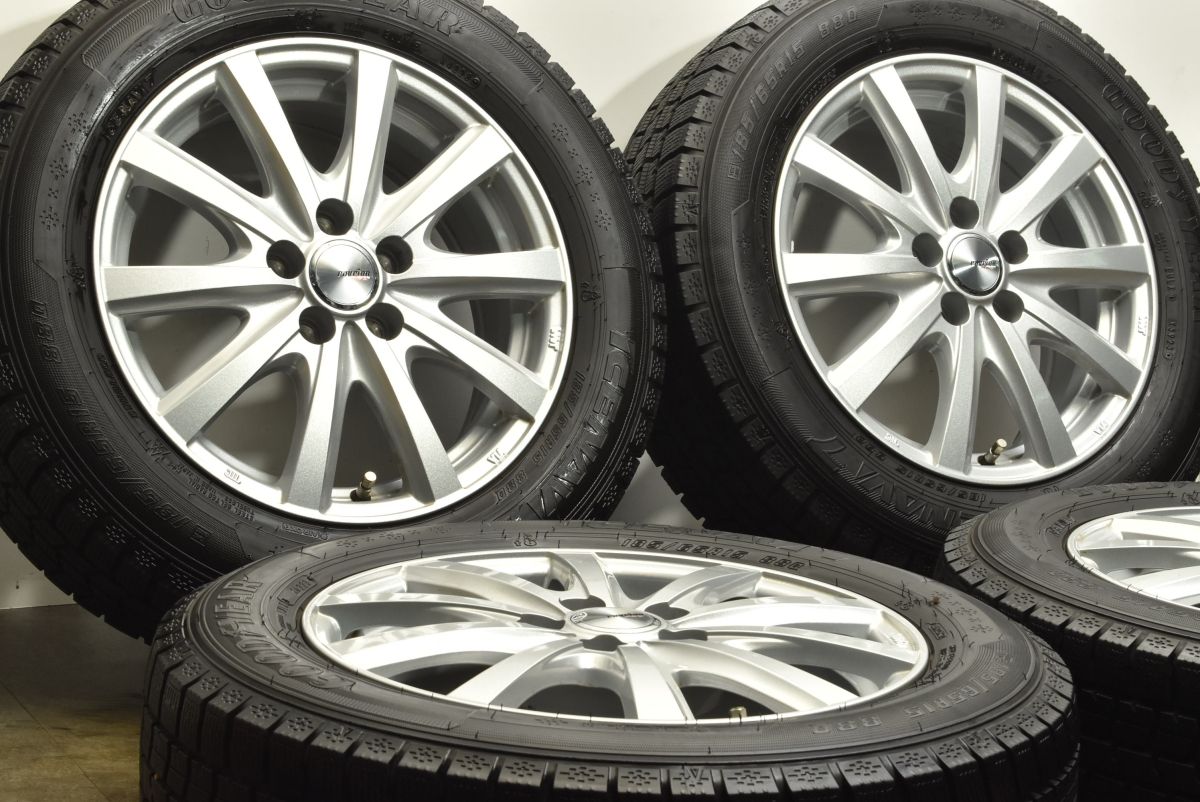 バリ溝 ラブリオン 15in 6J 43 PCD100 グッドイヤー アイスナビ7 185 65R15 シエンタ プリウス スタッドレス 交換用