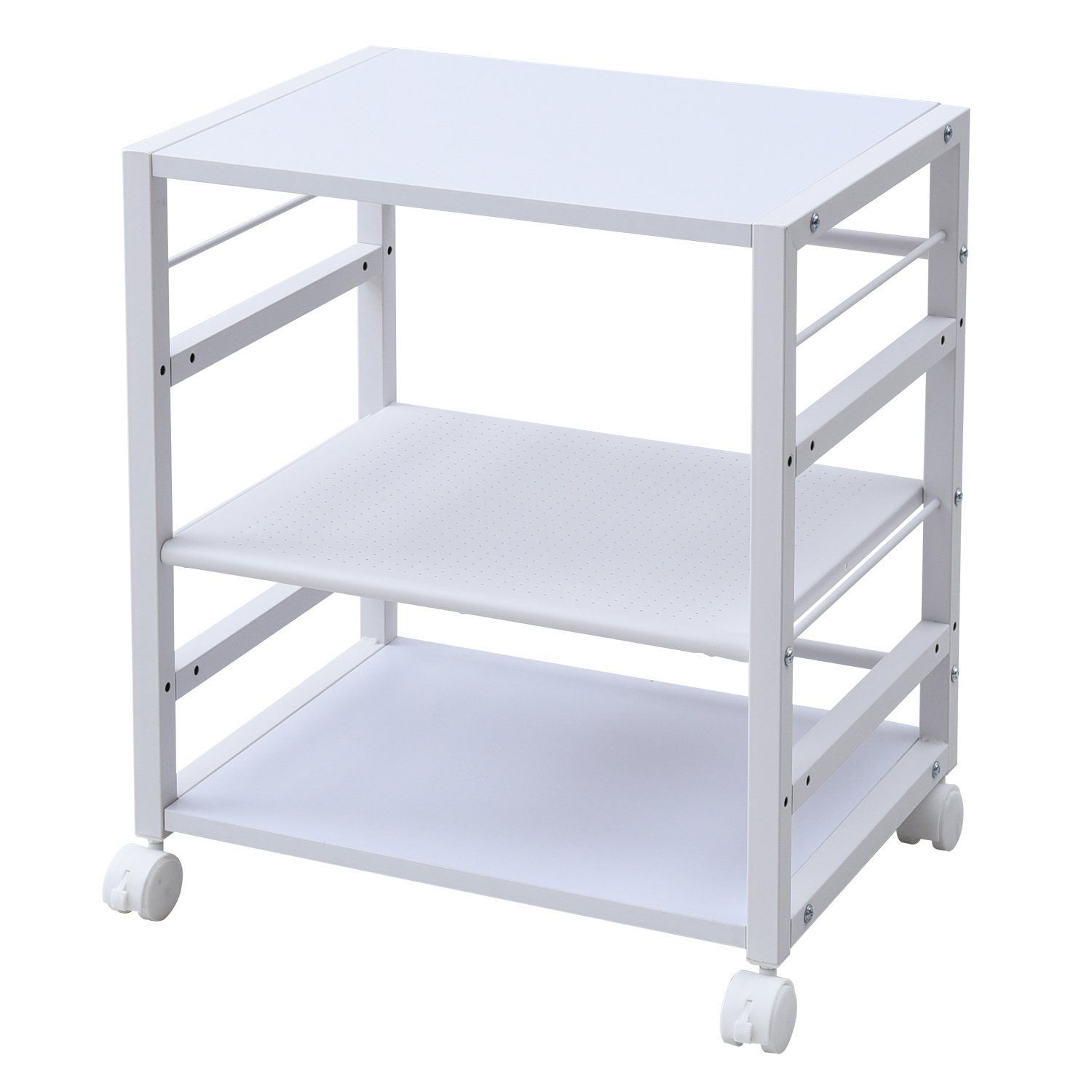 商品 デスクサイドワゴン 幅53×奥行40×高さ63cm ワゴン A4ファイル対応 棚板高さ調節 キャスター付き 山善 YAMAZEN 組立品 オフホワイト|ホワイト NNGS-3R OW|SWH