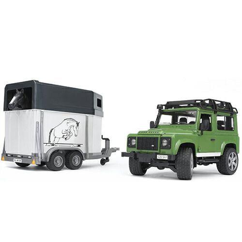 Bruder ブルーダー 正規輸入品 ドイツ Land Rover Def.ワゴン&馬牽引トレーラー 02592 1/16 ランドローバー ディフェンダー ミニカー 砂場 おもちゃ 車 ごっこ遊び 3歳 おうち時間 外遊び 子供