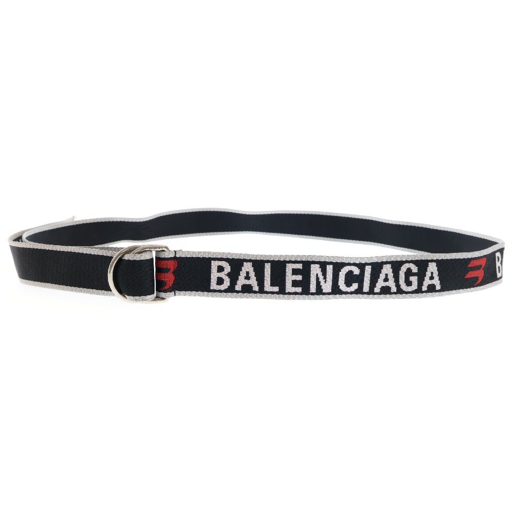 BALENCIAGA (バレンシアガ) Dリングスポーツロゴベルト ブラック/ホワイト/レッド