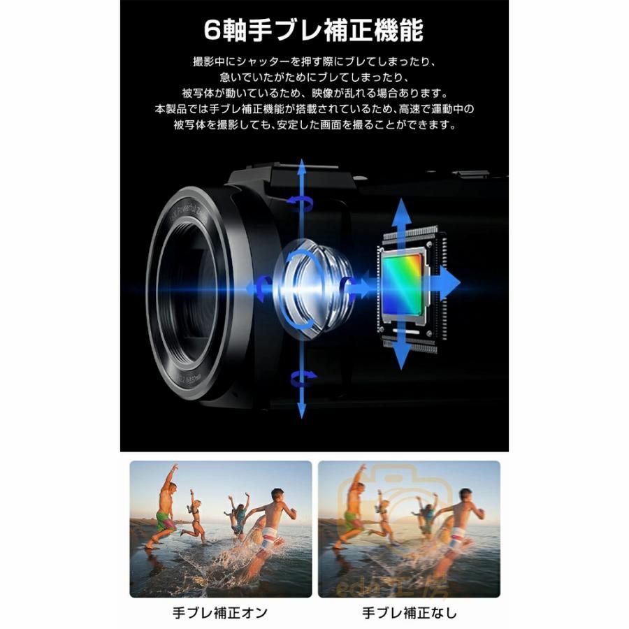 ビデオカメラ 4K 5K DVビデオカメラ 4800万画素 日本製センサー Wifi 