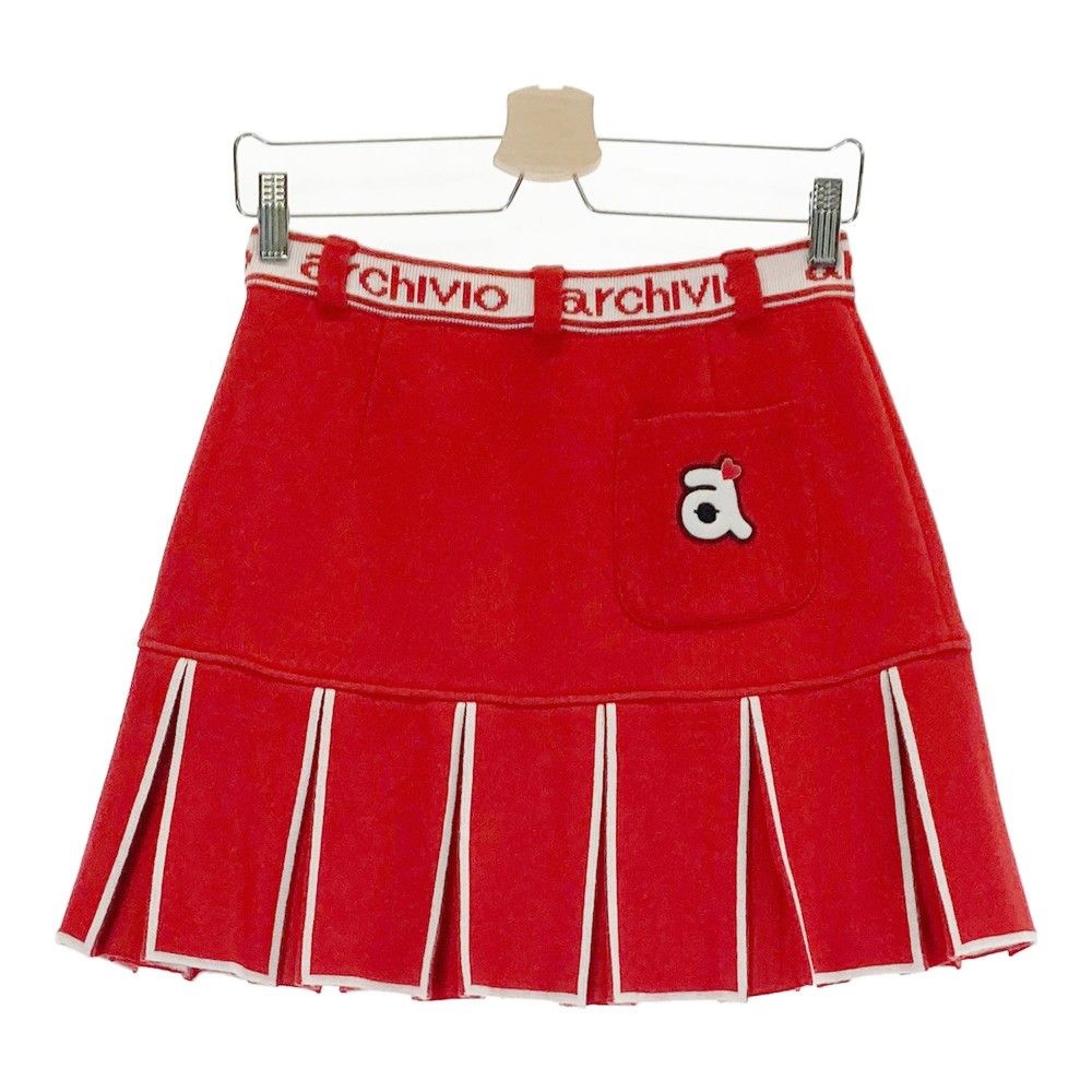 サイズ：38 ARCHIVIO アルチビオ ニット プリーツスカート レッド系