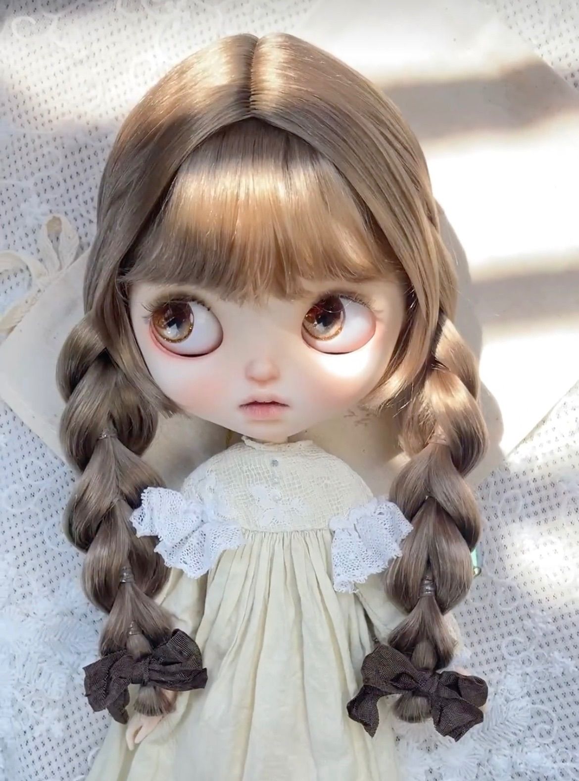 本物 ブライス ウィッグ モヘアウィッグ 海外作家 ハート編み ラテ