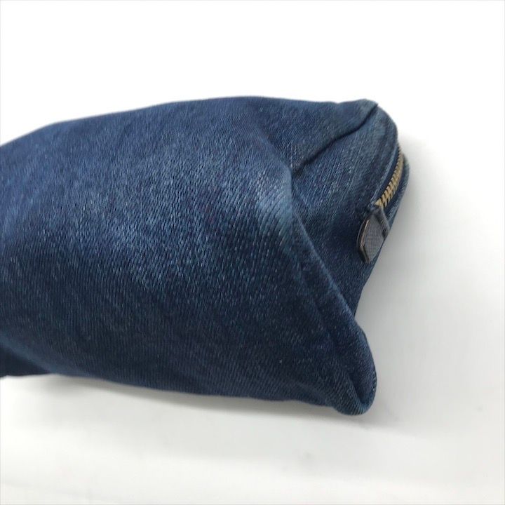 【外側美品】PRADA プラダ　ポーチ　デニム　青　ブルー　三角ロゴ 外側美品】PRADA プラダ ポーチ デニム 青 ブルー 三角ロゴ