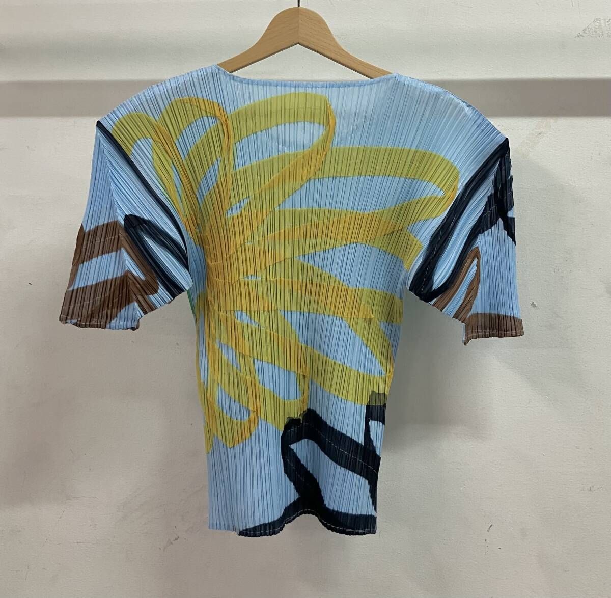 プリーツプリーズイッセイミヤケ 丸首五分袖トップPP43JK681 プリーツ