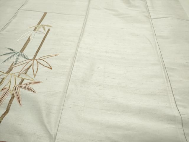 平和屋着物○訪問着 紬地 総刺繍 吉祥枝葉文 正絹 逸品 CAAS0177th