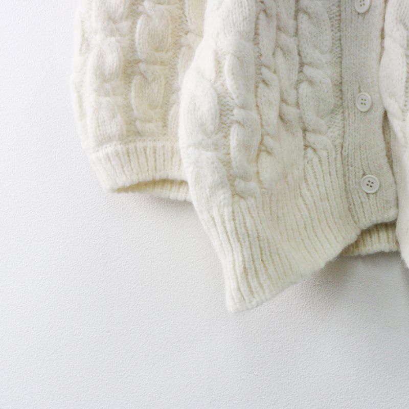 極美品 シモーネロシャ simone rocha フラワービジュー装飾 チャンキーニットカーディガン ケーブル編み L ホワイト//【2400014448634】 極美品 シモーネロシャ simone rocha フラワービジュー装飾