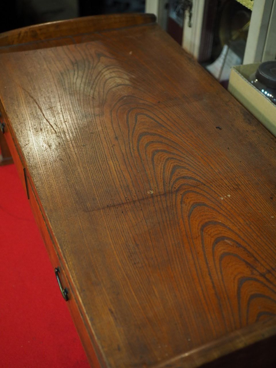 91年前の欅天板書斎机 昭和9年 古録展 品番F44591