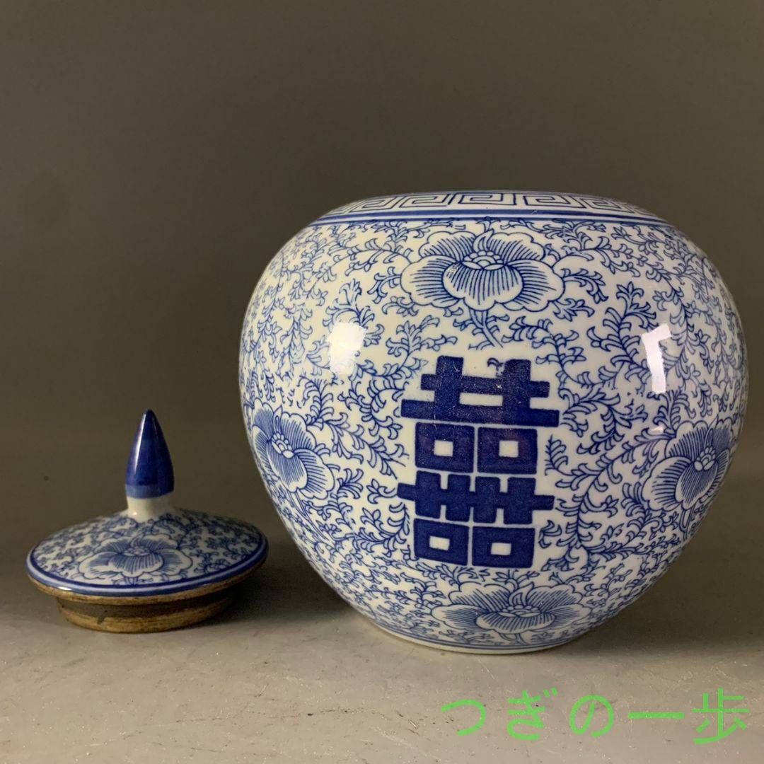 中国美術 青花双喜字西瓜壇 景徳鎮陶磁器 装飾品 置物 - メルカリ