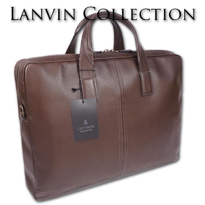 【新品】LANVIN COLLECTION ビジネスバッグ　ブリーフケース 茶 LANVIN COLLECTION - 美品 LANVIN ランバンコレクション レザー