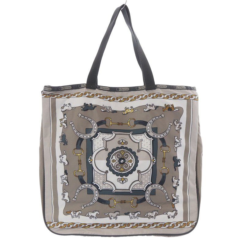 レスポートサック スカーフ柄 トートバッグ ハンドバッグ グレー
