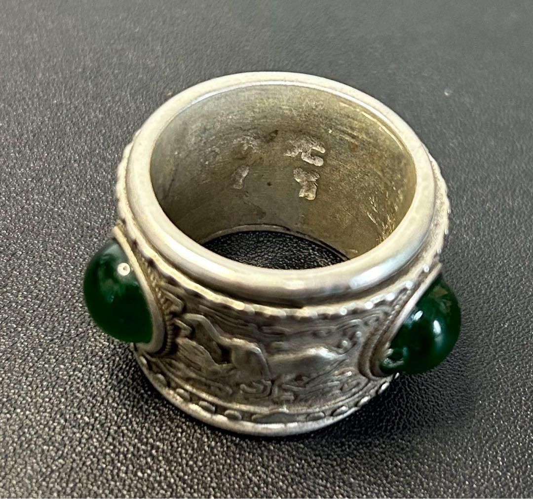 古物骨董麒麟指輪　　親指リング  旧家蔵出し、骨董品、コレクション、古美術品 古物骨董麒麟宝石銀指輪 親指リング 旧家蔵出し、骨董品