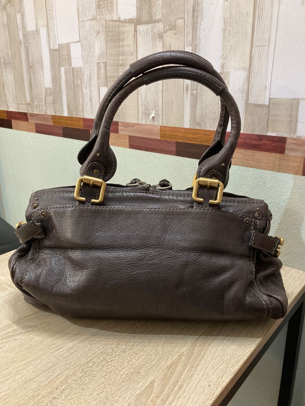 Chloé パティントン南京錠付黒 レザー ハンドバッグギャランティ有り クロエ 南京錠 ハンドバッグ パティンドン レザーバッグ ダーク