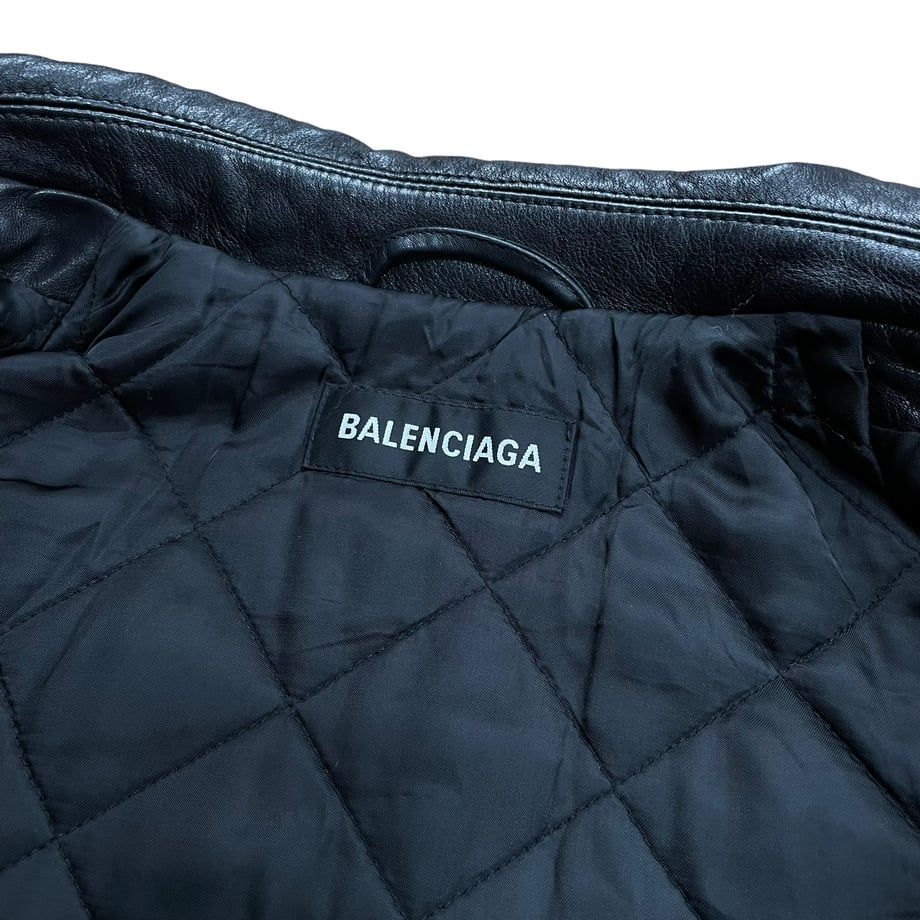 BALENCIAGA】19AW FRONT LOGO LEATHER JACKET BLACK バレンシアガ