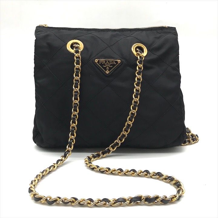 良品 PRADA プラダ 三角ロゴ プレート テスート ナイロン