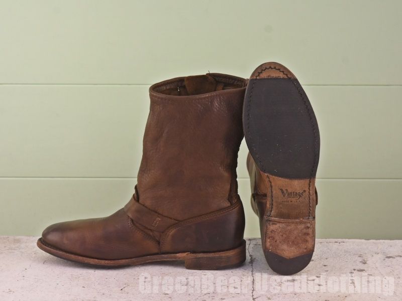 B574 USA製 Vintage エンジニアブーツ 茶 レディース 8M 25cm - メルカリ