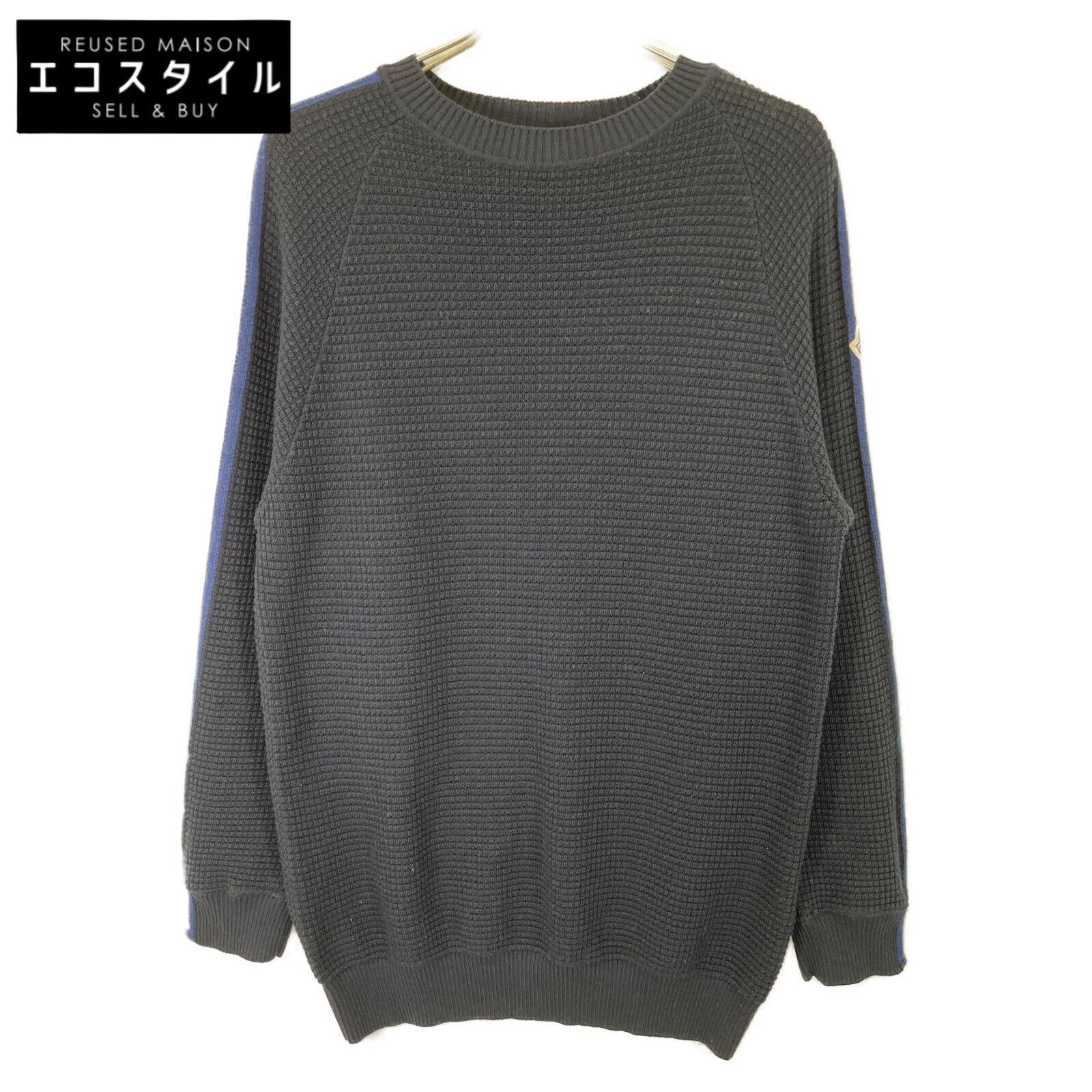 MONCLER モンクレール F20919C73300 GIROCOLLO TRICOT ﾈｲﾋﾞｰ ﾄﾘｺﾛｰﾙ ﾜｯﾌﾙ地ﾆｯﾄ L
