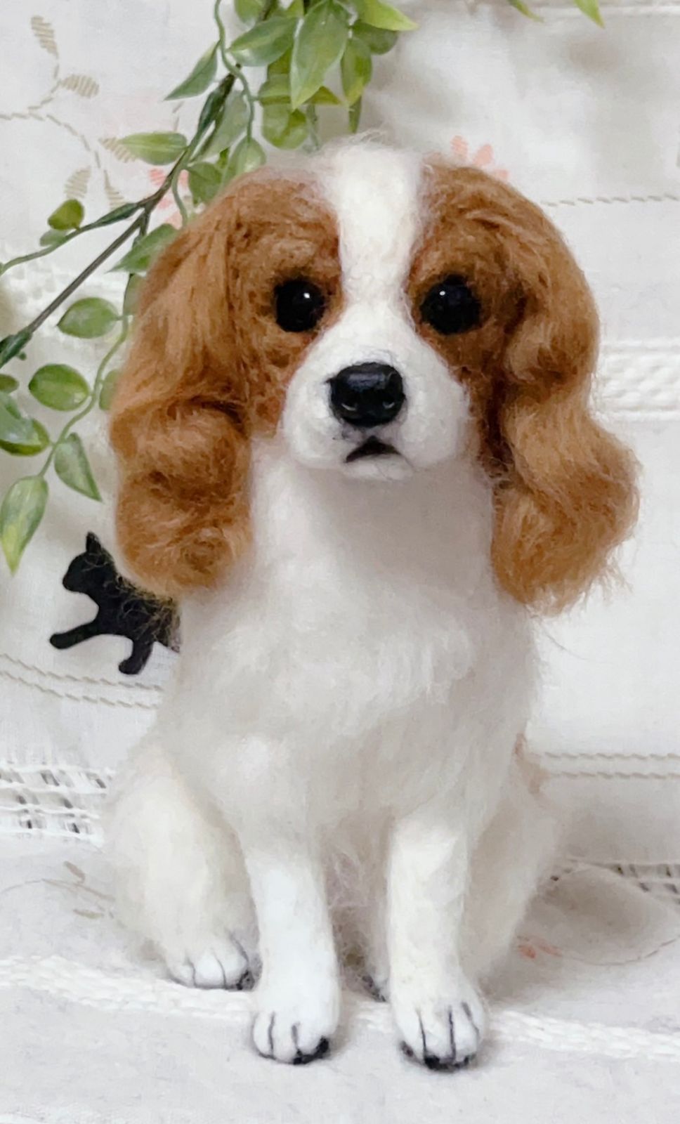 羊毛フェルト♡キャバリアちゃんのキーホルダ☆犬 - 時計