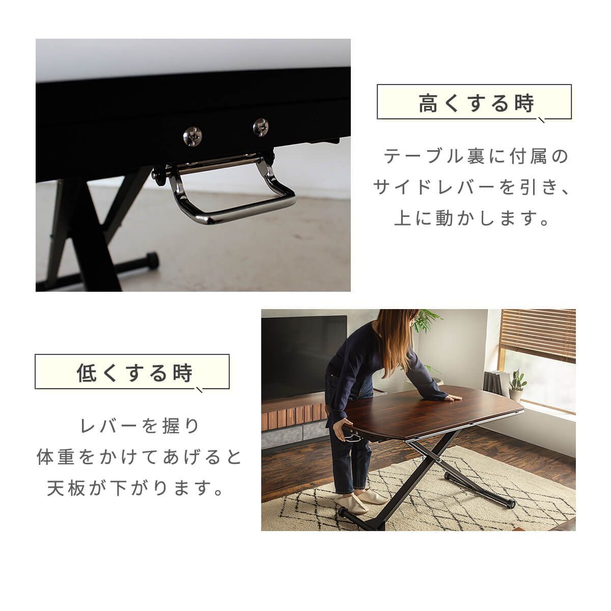 【新品】 昇降式テーブル 昇降テーブル 昇降デスク 昇降式デスク 幅 120cm 昇降台 バタフライテーブル ダイニング リビング リフトテーブル ガス圧 キャスター付き 伸長式 丸テーブル 折りたたみ テーブル 高さ調節 ホワイト 「商：大」「才：10」