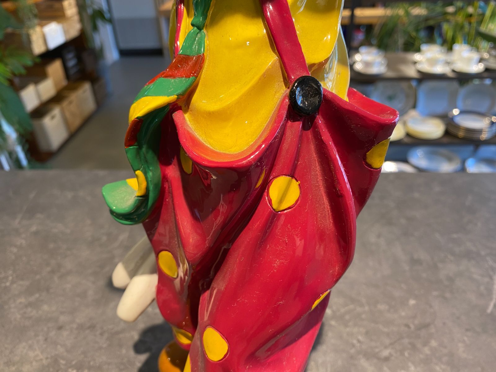 ピエロ アンティーク オブジェ 置物 骨董 陶器 インテリア レッド