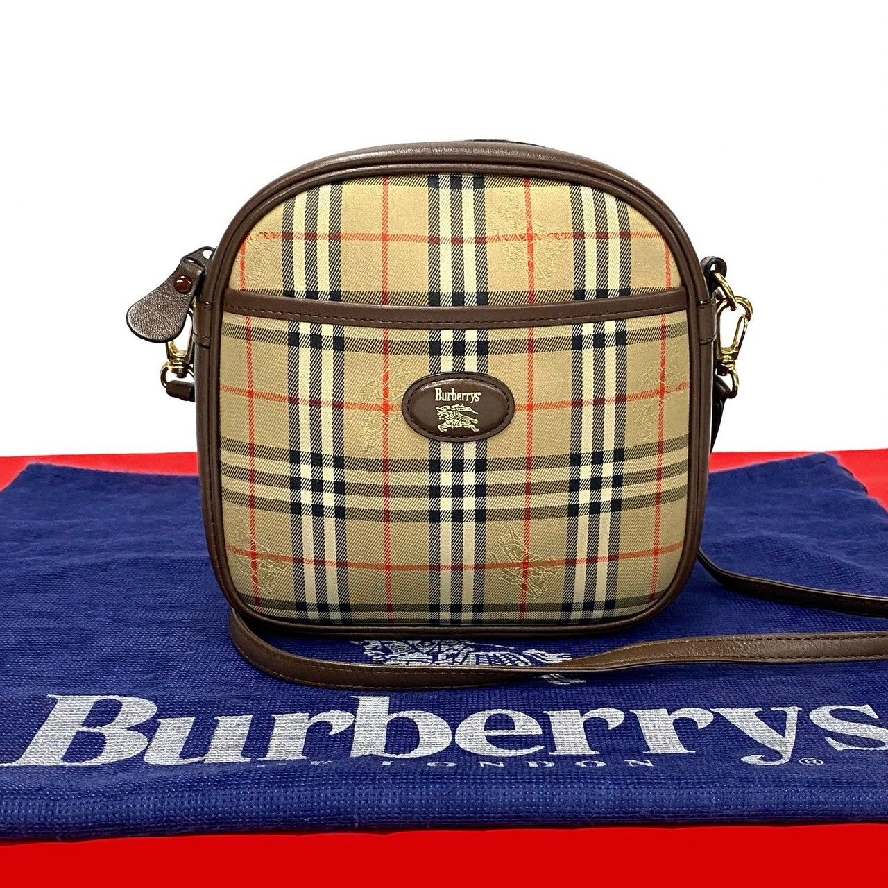 極 美品 Burberrys バーバリーズ ヴィンテージ ノバチェック キャンバス レザー 本革 ミニ ショルダーバッグ ポシェット ブラウン  64889 - メルカリ