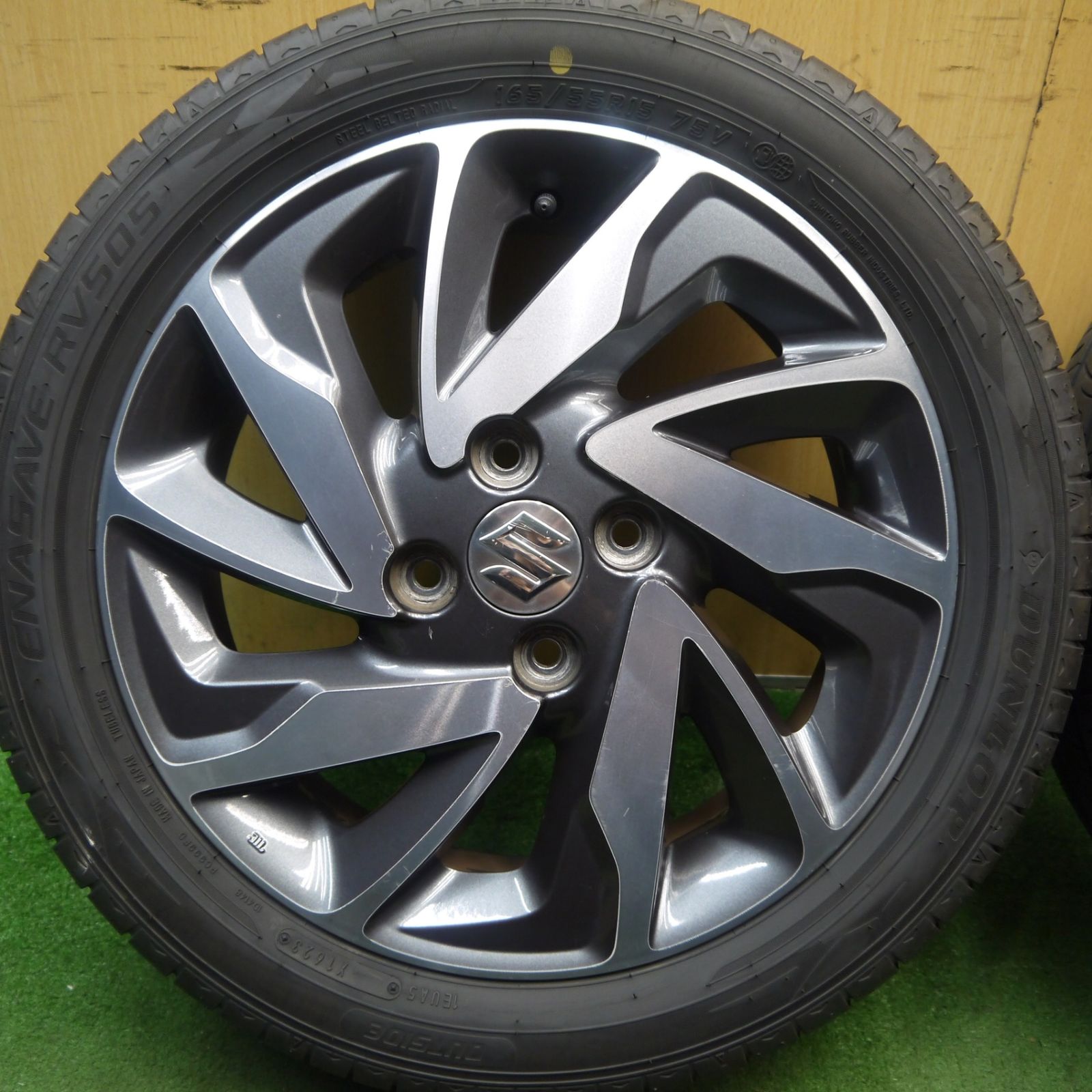 4本価格 23年 スズキ スペーシア カスタム 純正 165 55R15 ダンロップ エナセーブ RV505 15インチ PCD100 4H 5092905Hノ